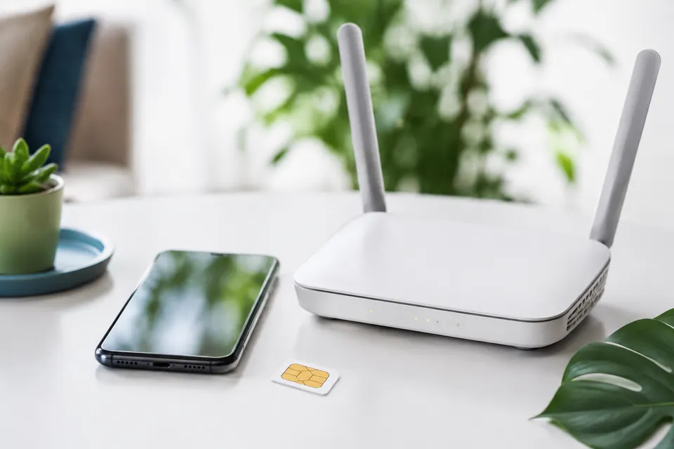 Smartphone, scheda SIM e router Wi-Fi